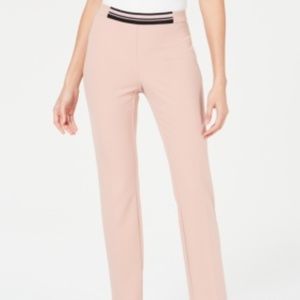 Alfani Contrast-Waist Slim-Leg Pants